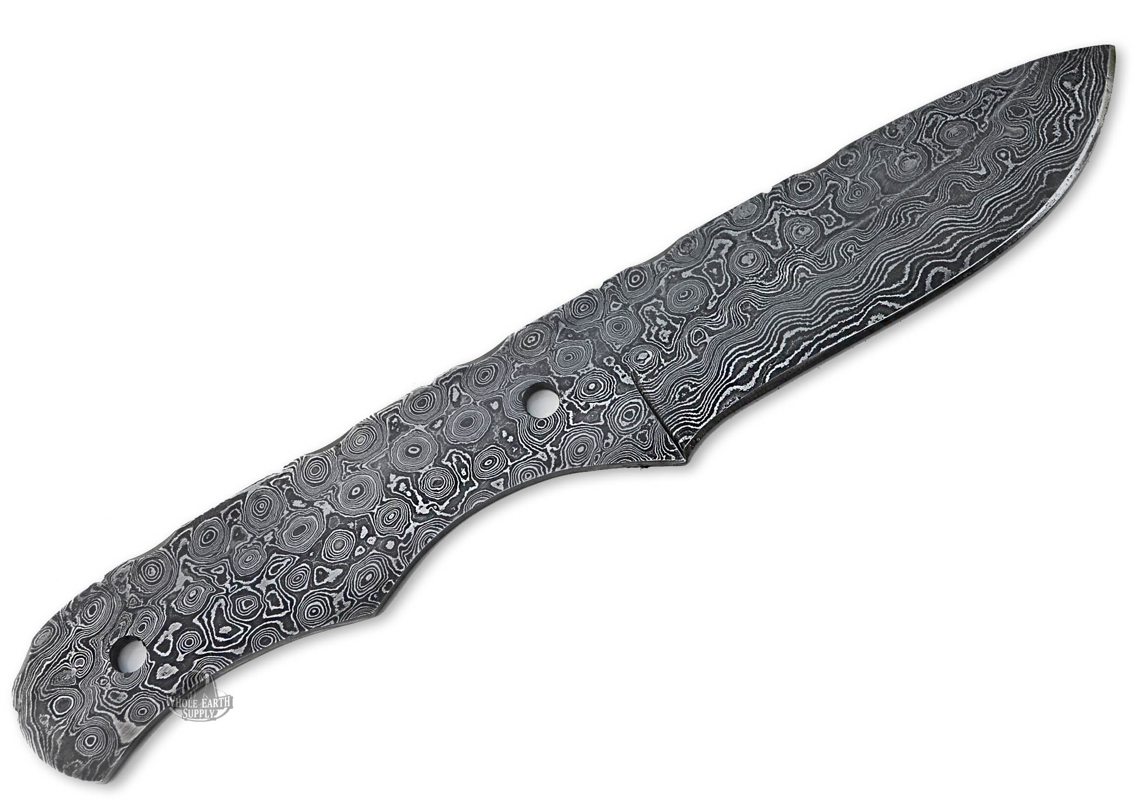 Large Damascus Drop Point Tactical Knife Blank Blade Hunting Skinning Skinner Steel