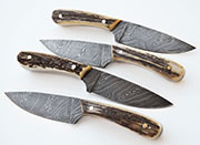 Stag Antler Damascus Hunting Knife Skinning Custom Knives Deer Drop Point Sheath