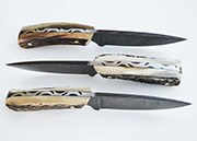 Stag Antler Damascus Hunting Knife Skinning Custom Knives Deer Drop Point Sheath