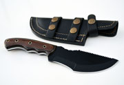 1095 Black Powder Coated Steel Tracker Knife Black & Brown Micarta Hunting Skinning Custom Knives with Leather Sheath