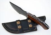 1095 Black Powder Coated Steel Tracker Knife Black & Brown Micarta Hunting Skinning Custom Knives with Leather Sheath