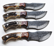 Hammered Damascus Tracker Knife Stag Handle Hunting Skinning Knives Blades Blade Knife