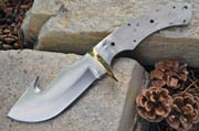 Custom Large Guthook Blank Knife Making Knives Blade w/Brass Bolster Guard Huge