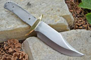 CUSTOM BLANK Knife Making Clip Point Bowie Blade w/Brass Guard Bolster #055