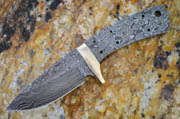 Drop Point Damascus Knife Blank Blade with Brass Bolster Hunting Skinning Skinner