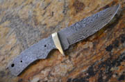 Large Drop Point Damascus Knife Blank Blade with Brass Bolster Hunting Skinning Skinner