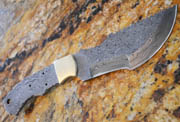 Tracker Damascus Knife Blank Blade with Brass Bolster Hunting Skinning Skinner