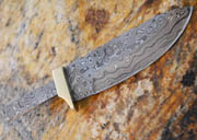 Drop Point Damascus Knife Blank Blade Partial Tang with Brass Bolster Hunting Skinning Skinner