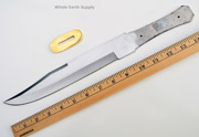 Custom Blank Blade Knife Large Coffin Bowie Short Sword w/Brass Guard Bolster